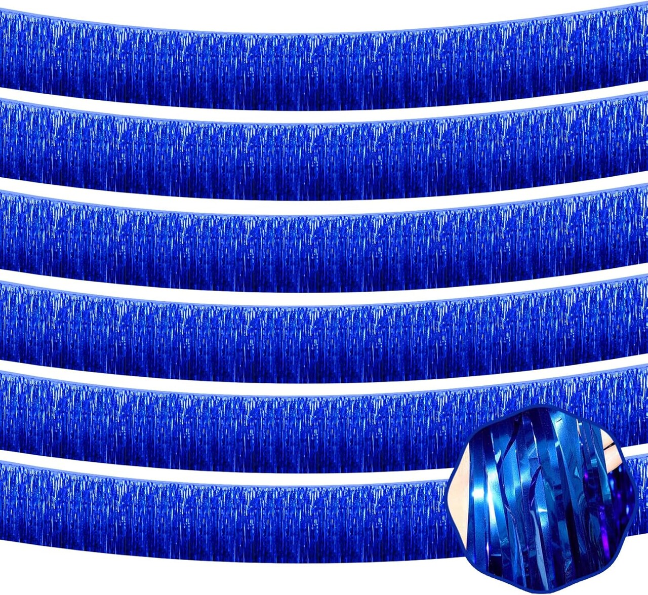 6 Pack 10 Ft Blue Garland Tinsel Streamers Banner Wall Hanging(Blue)